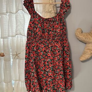 Old Navy Red and Black Ruffled Smocked Sundress